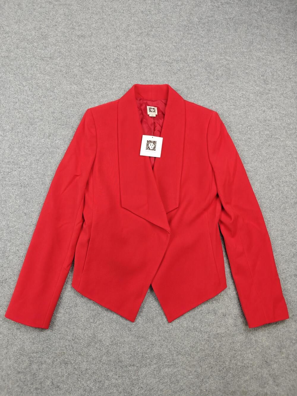 Anne Klein Blazer Womens 8 Red Shawl One Button Lined Stretch Jacket Workwear